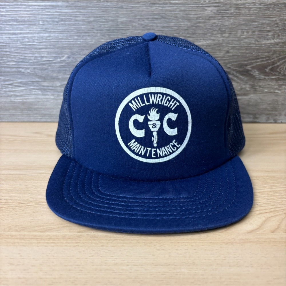 Vintage C & C Millwright Hat Cap SnapBack Blue Trucker Adjustable